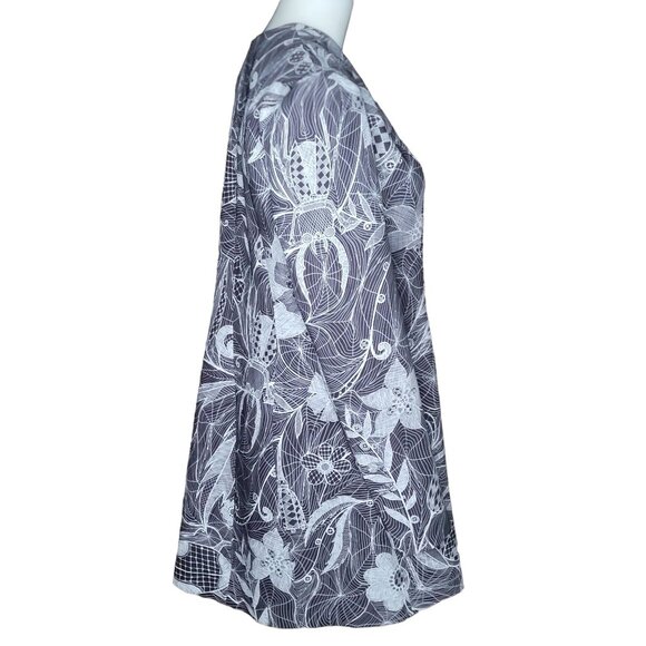 Angelys Balek Jacket 10 Black White Silk Blend Beetle Floral Open Front Gothic - Picture 6 of 8